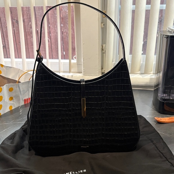 DeMellier Handbags - DeMellier the large Tokyo Black Croc Elegant Black Croc Shoulder Bag